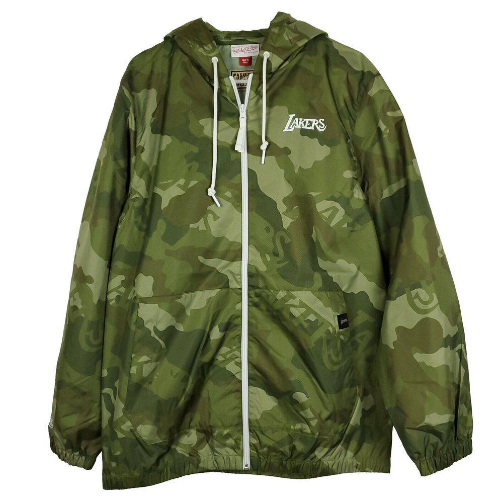 LA Lakers Mitchell & Ness NBA M Medium Windbreaker Jacket Green‎ Camo NWT